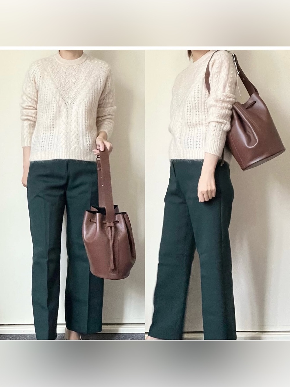 RARE! SEZANE Marcel Bucket Bag Chocolate Brown Smooth Leather - Picture 9 of 17